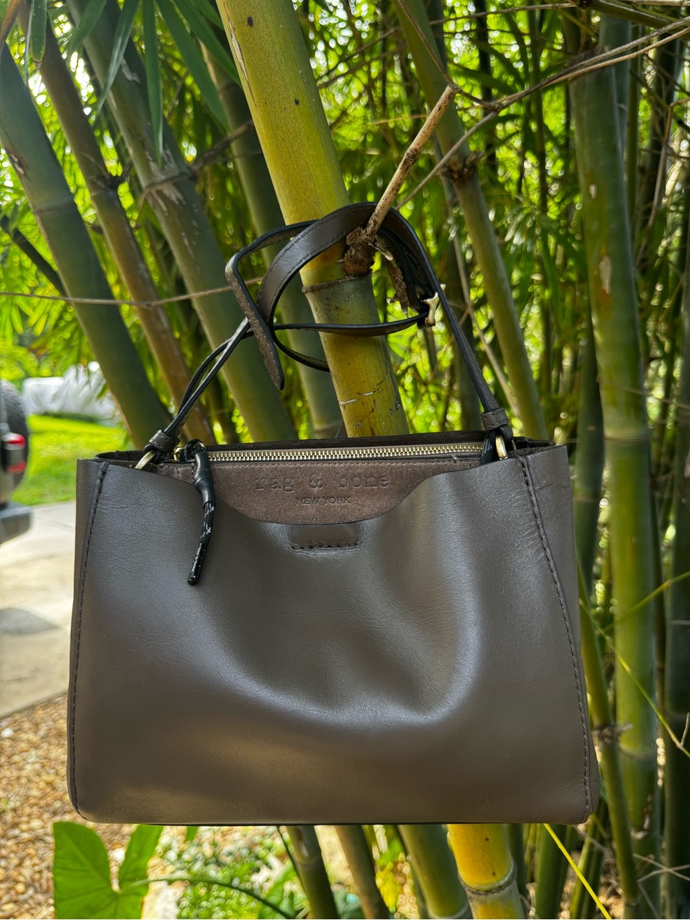 rag & bone Olive Brown Leather iCrossbody with Gold Hardware and dustbag